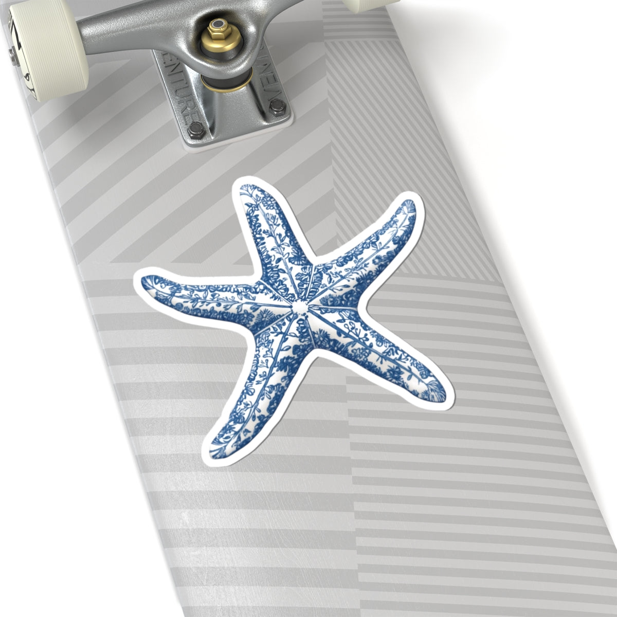 Blue Floral Starfish Kiss-Cut Sticker