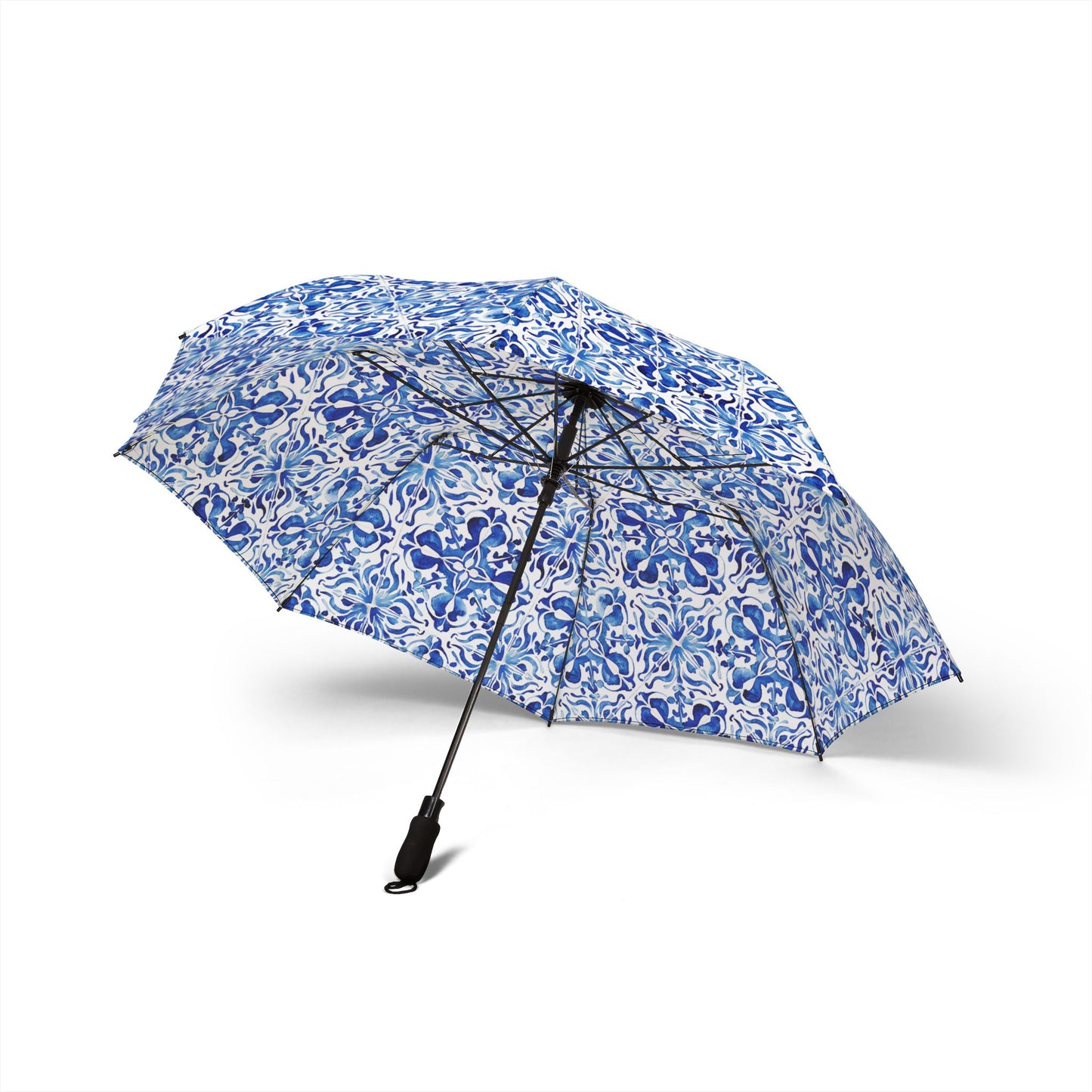 Blue Tiles Semi-Automatic Foldable Umbrella