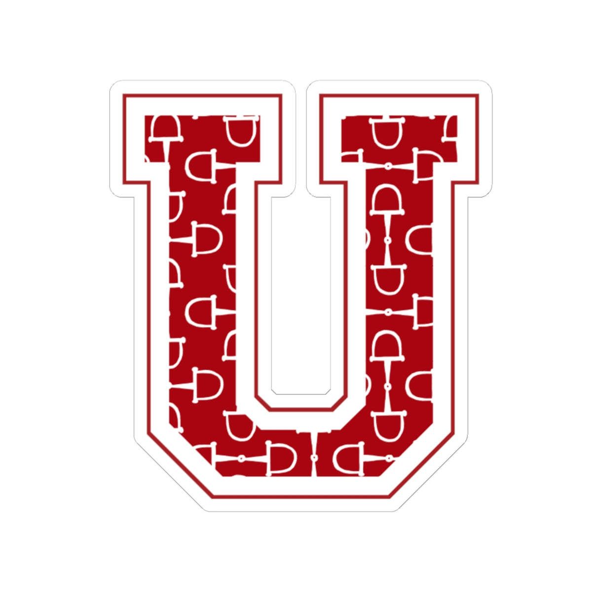 Equestrian Letter U Kiss Cut Sticker