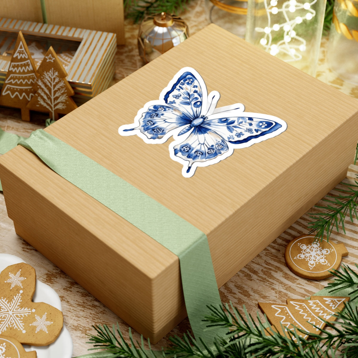 Elegant Blue Butterfly Kiss-Cut Stickers