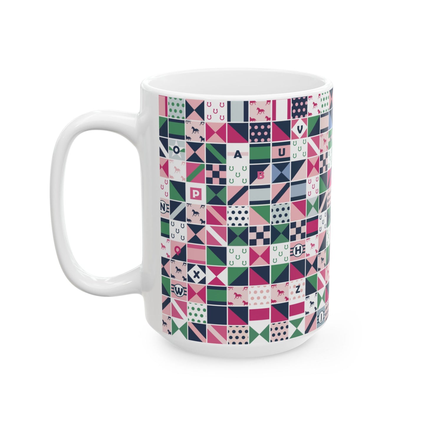 Equestrian Patchwork Ceramic Mug