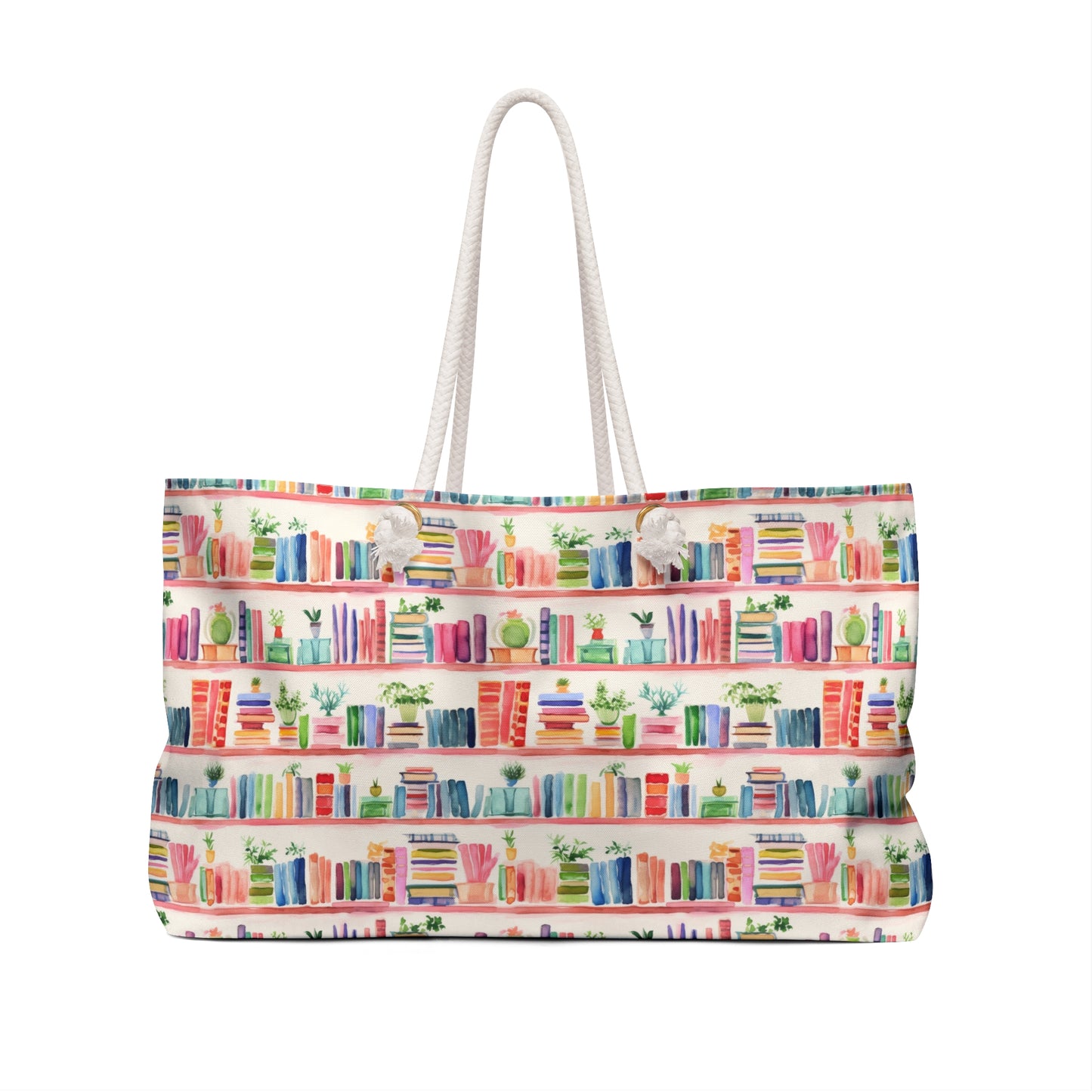 Watercolor Bookshelves Weekender Bag