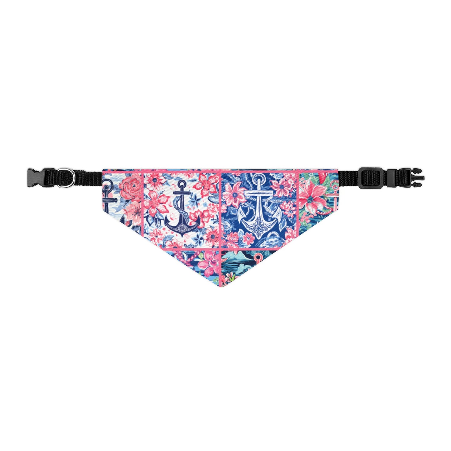 Floral Anchors Pet Bandana Collar
