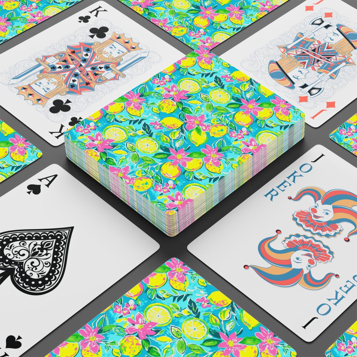 Lemon Floral Playing Cards