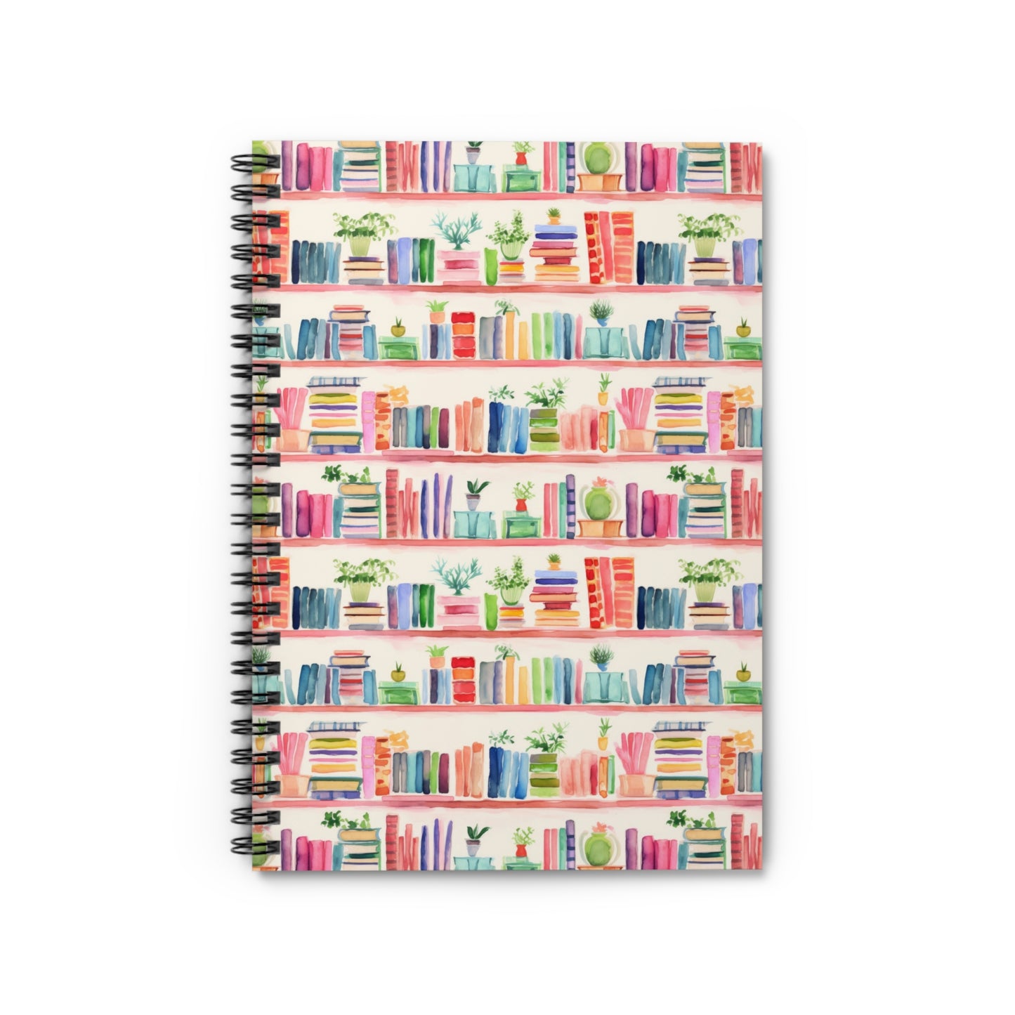 Watercolor Bookshelves Spiral Notebook