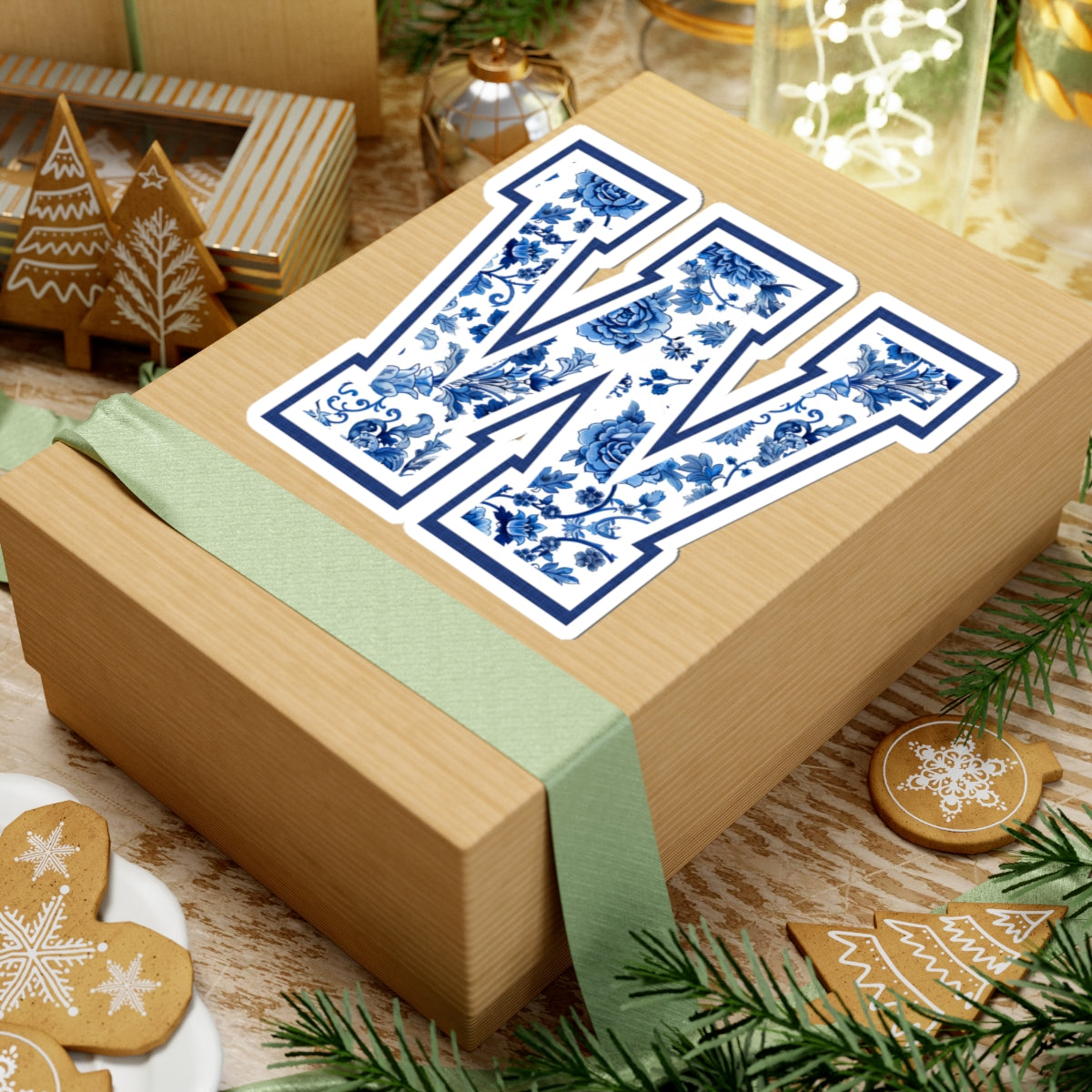 Chinoiserie Letter W Kiss Cut Sticker