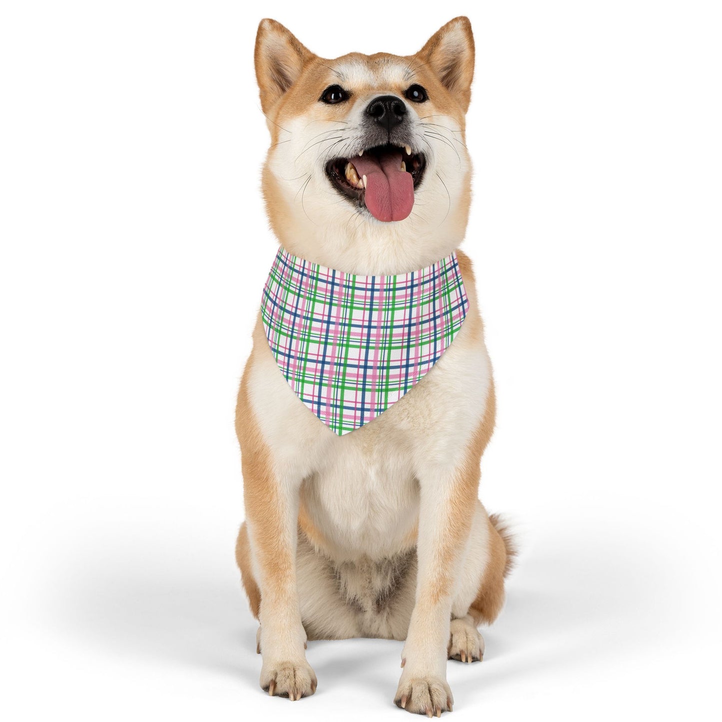 Pink Plaid Pet Bandana Collar