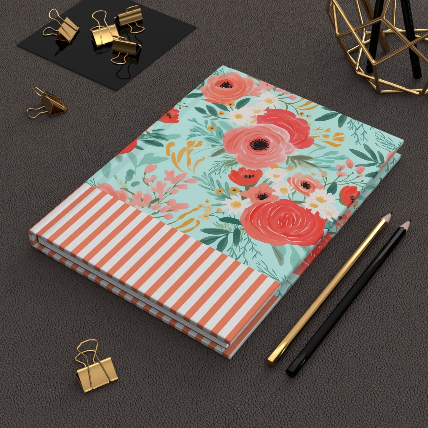 Coral Floral Hardcover Journal