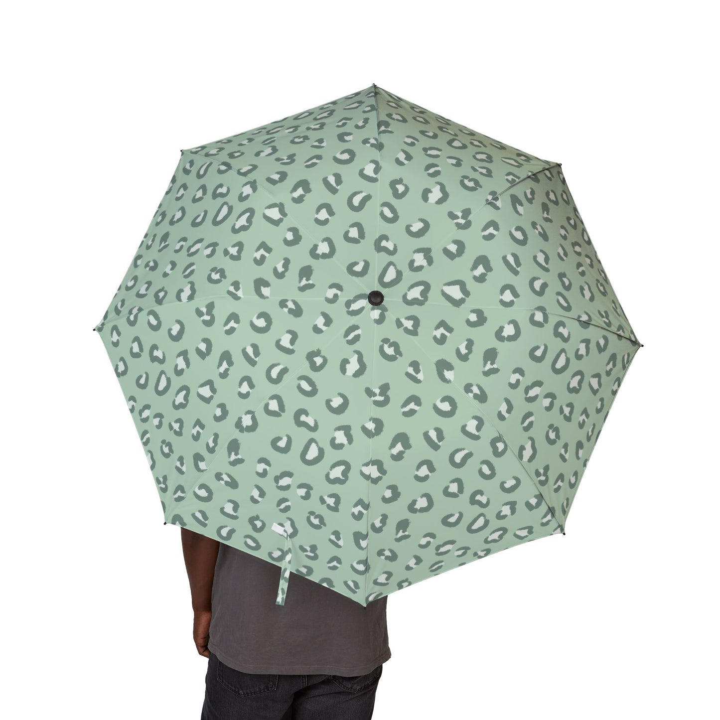 Pastel Leopard Semi-Automatic Foldable Umbrella