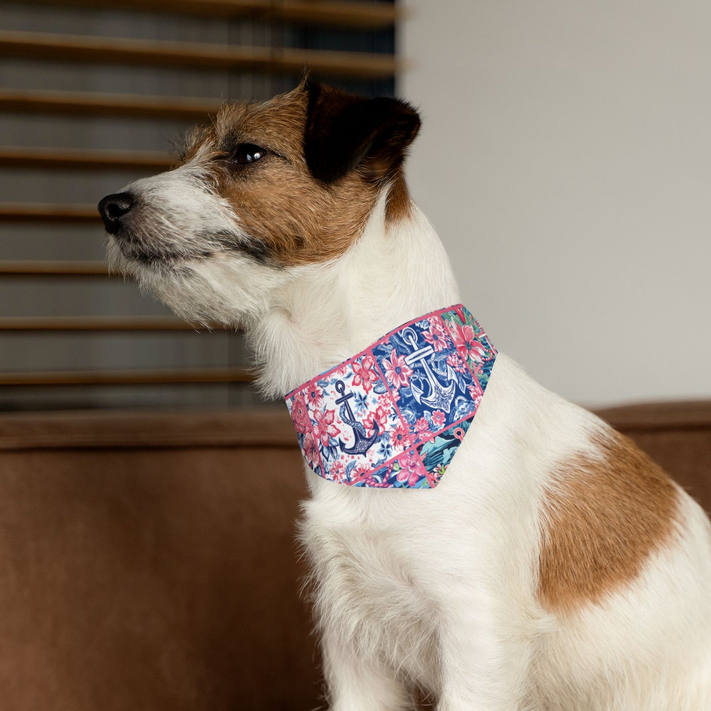 Floral Anchors Pet Bandana Collar