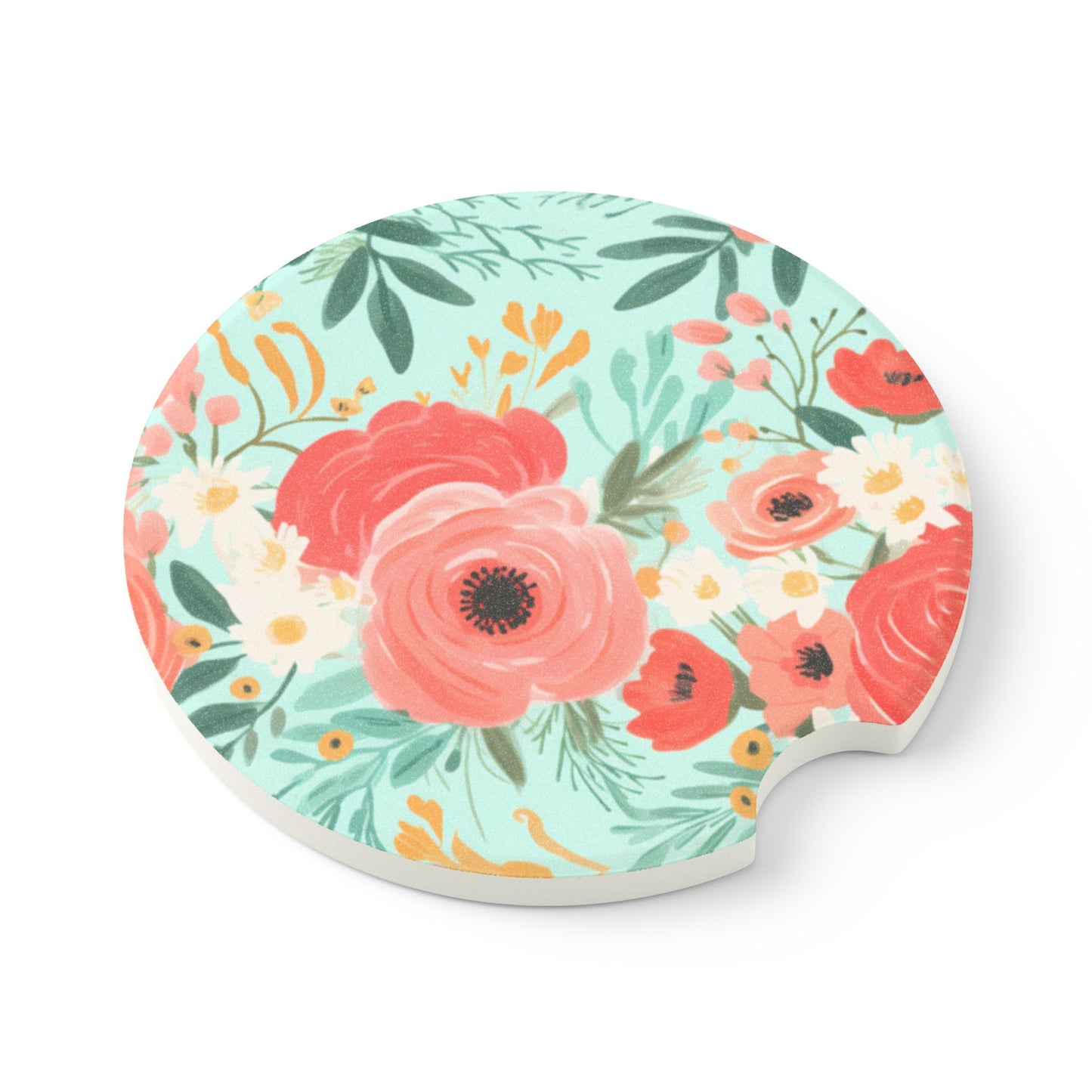 Coral Floral Soapstone Car Coaster