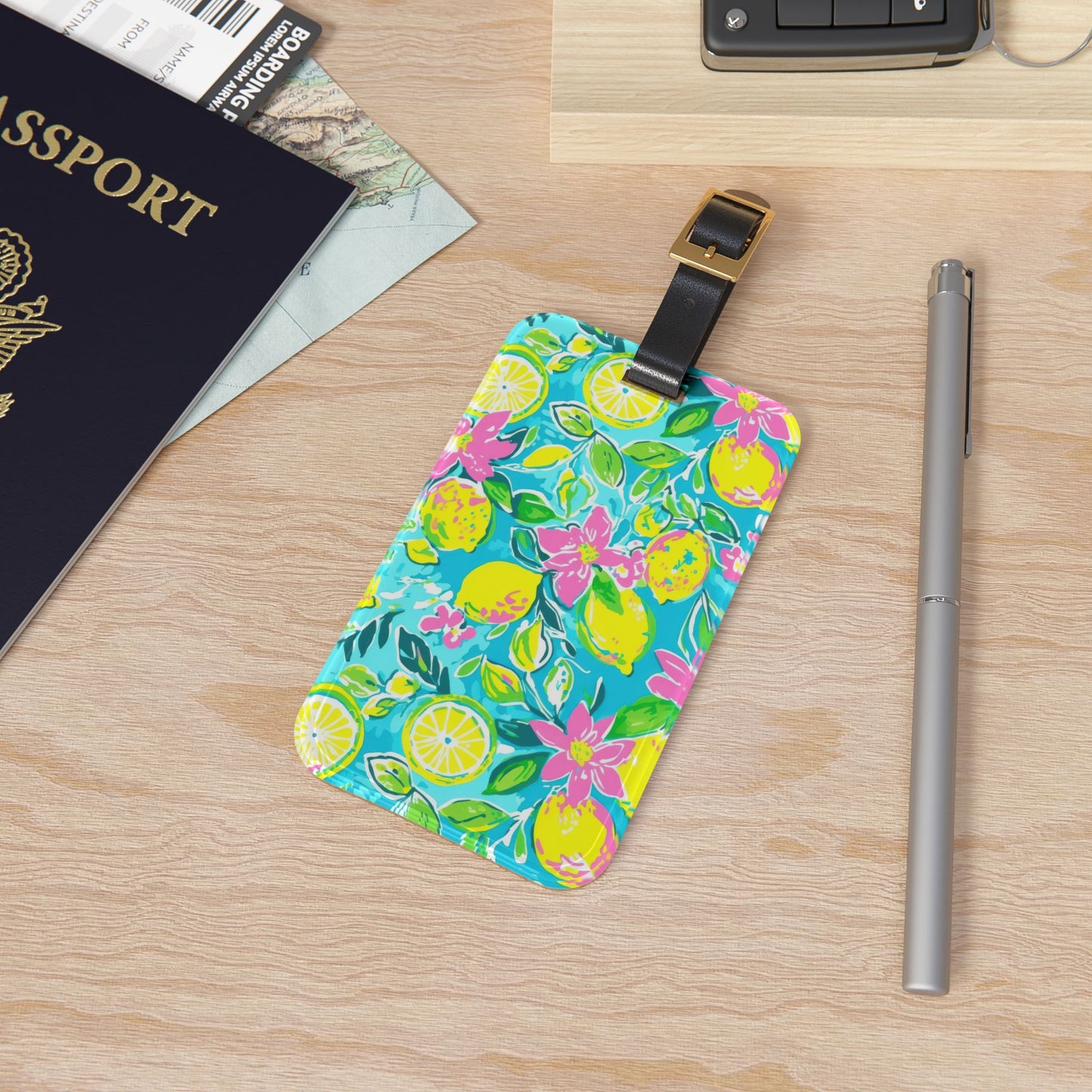 Lemon Floral Luggage Tag