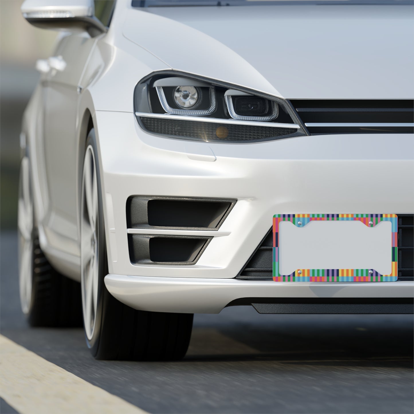 Color Blocks Metal License Plate Frame