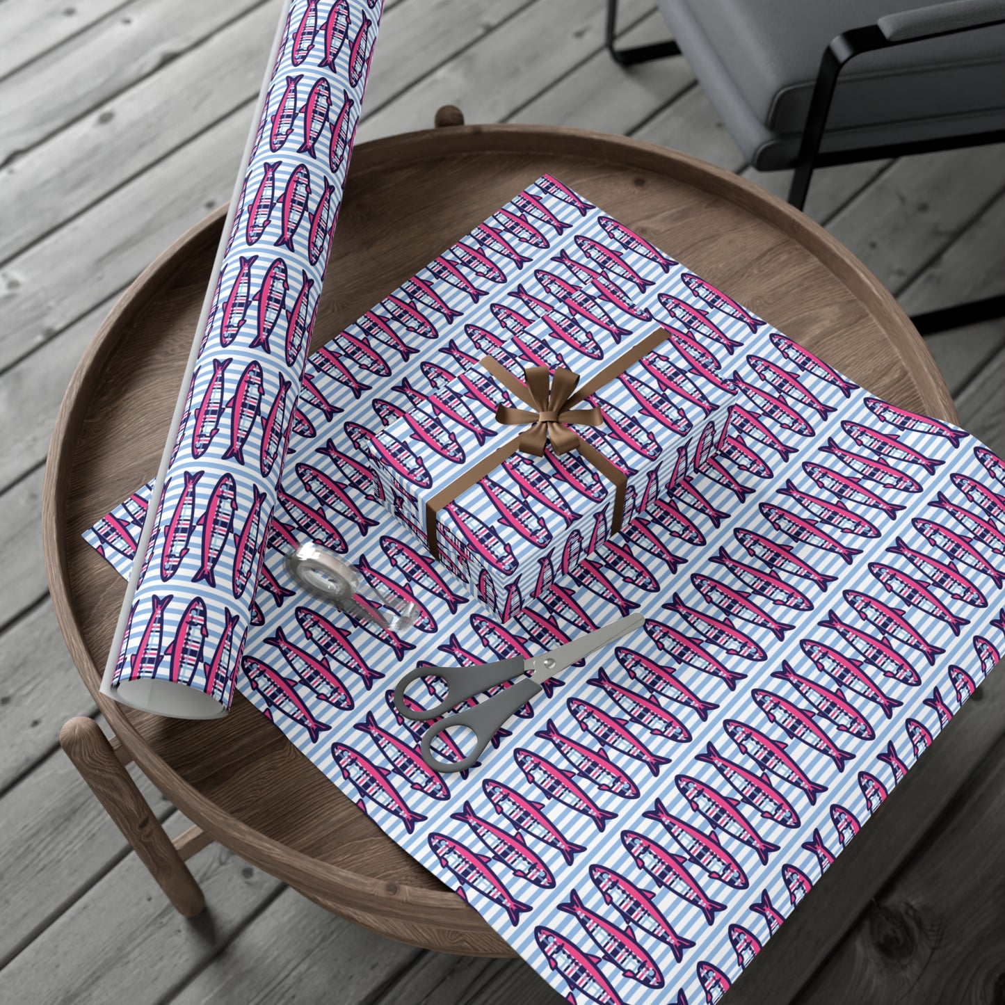 Plaid Sardines Gift Wrap