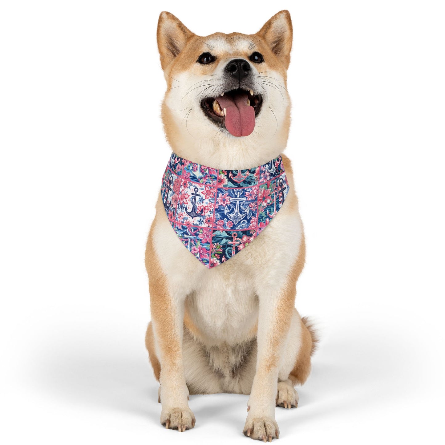 Floral Anchors Pet Bandana Collar