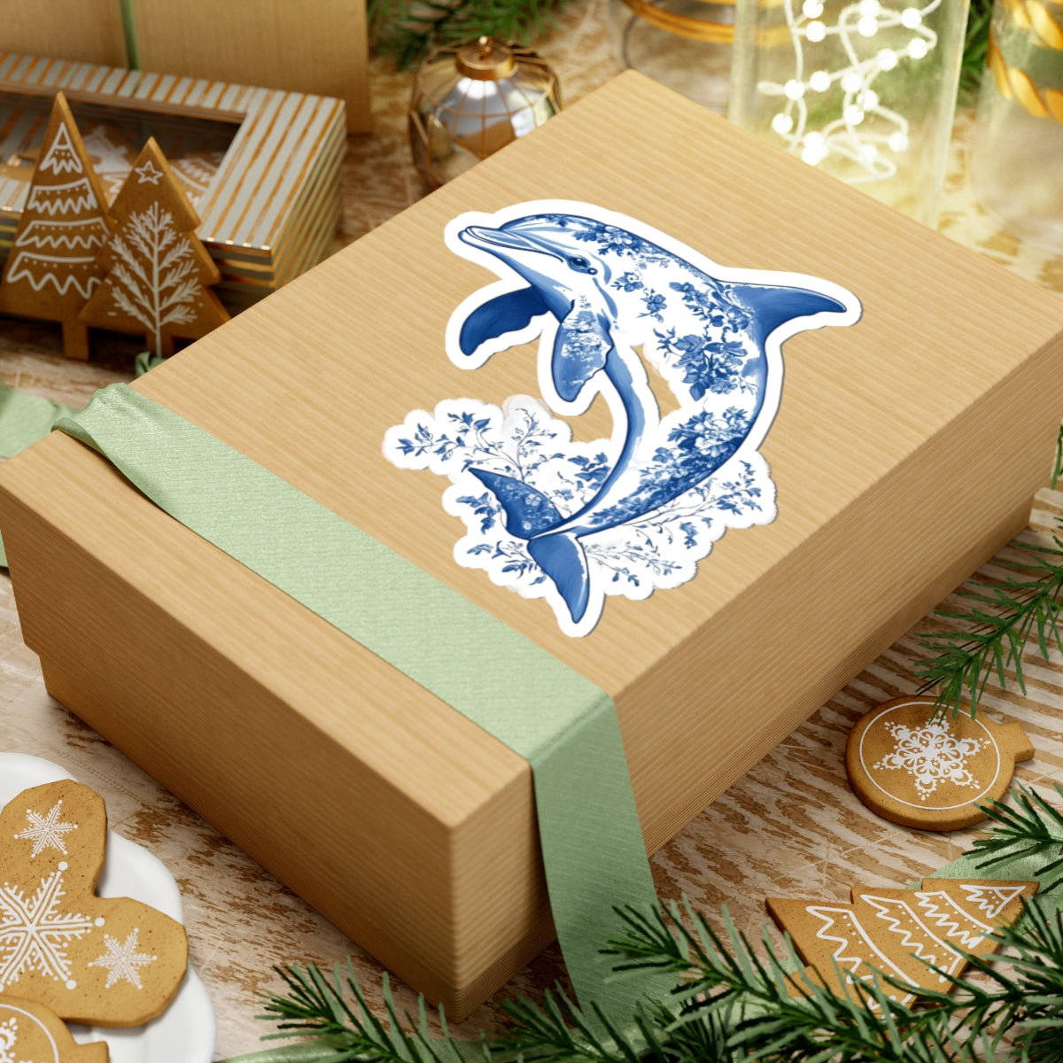 Whimsical Dolphin Kiss-Cut Sticker