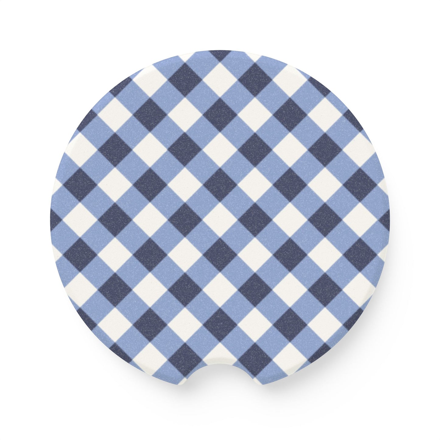 Preppy Blue Gingham Soapstone Car Coaster