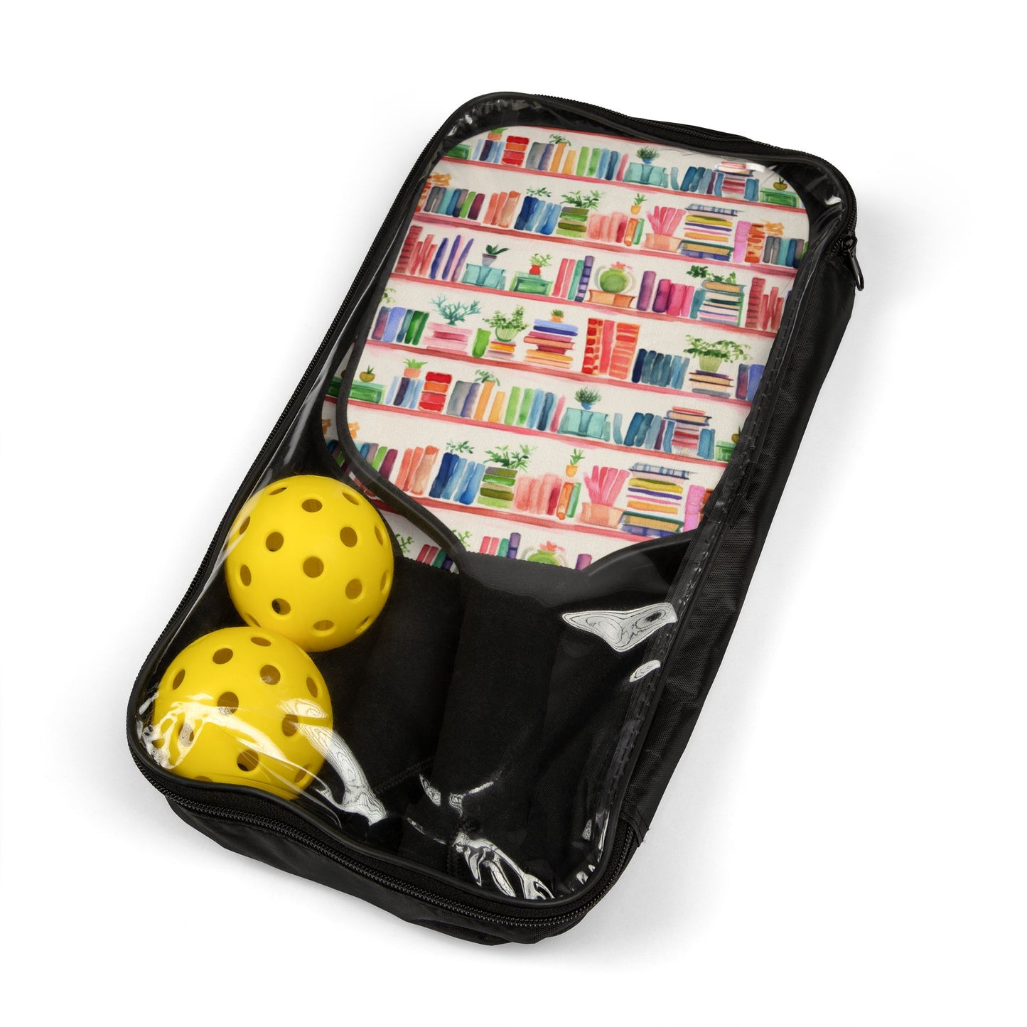 Watercolor Bookshelves Pickleball Paddle Set