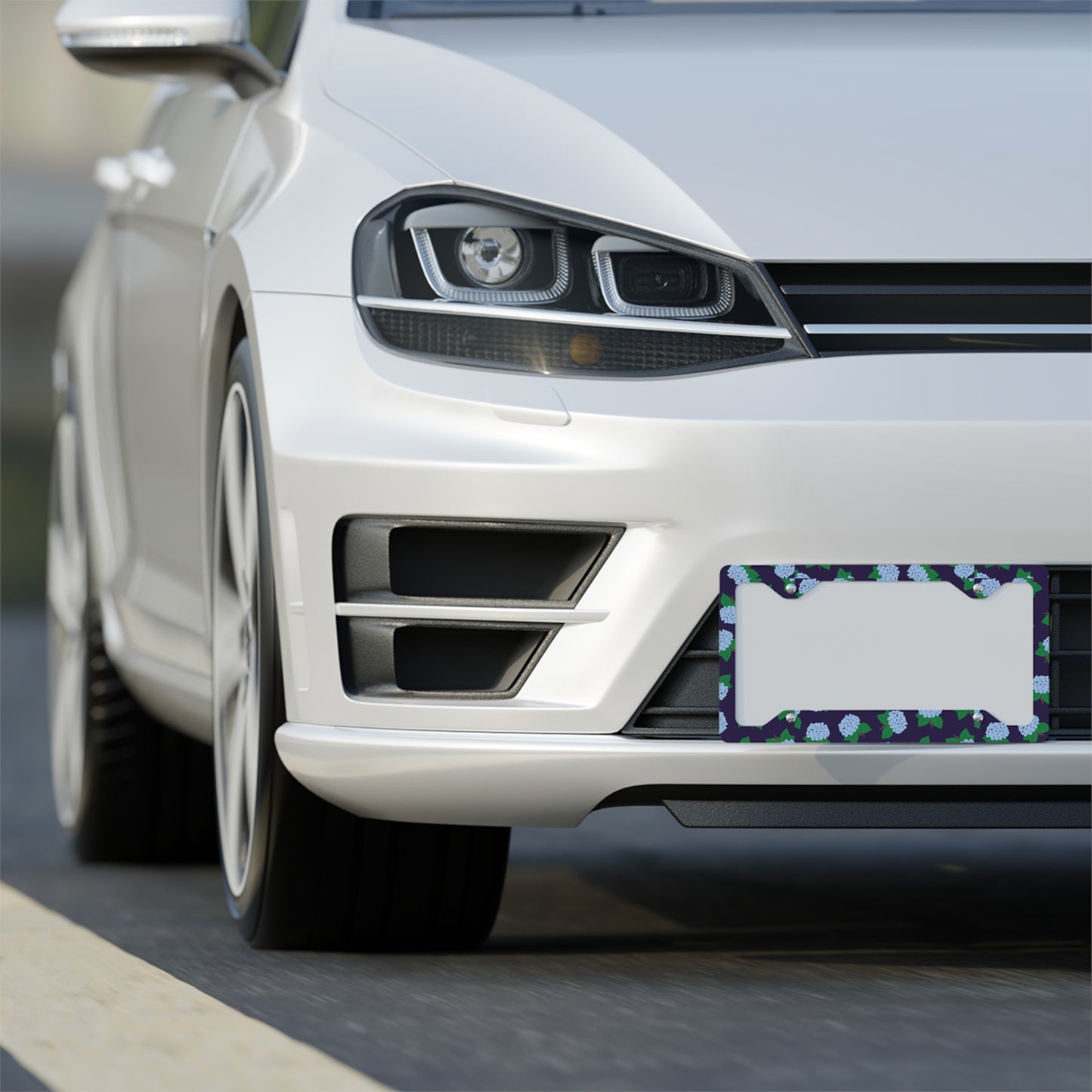 Hydrangea Metal License Plate Frame