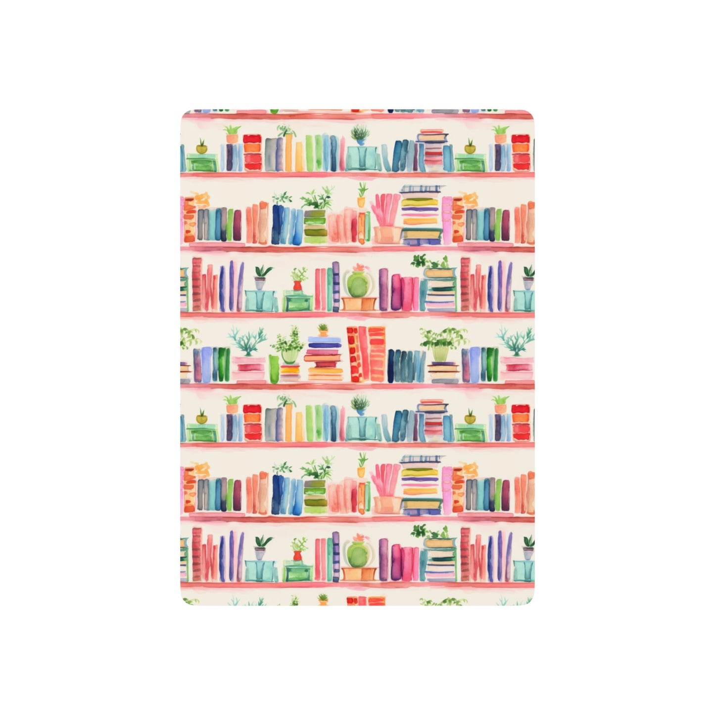 Watercolor Bookshelves Playing Cards