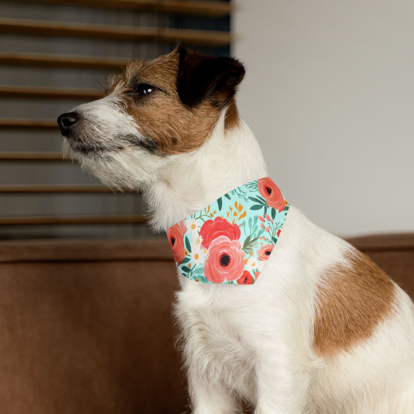 Coral Floral Pet Bandana Collar