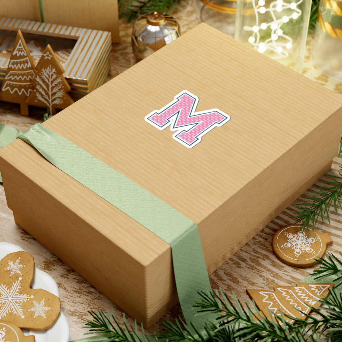 Preppy Letter M Kiss Cut Sticker