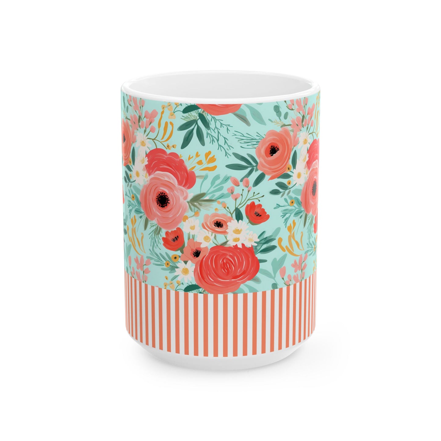 Coral Floral Ceramic Mug