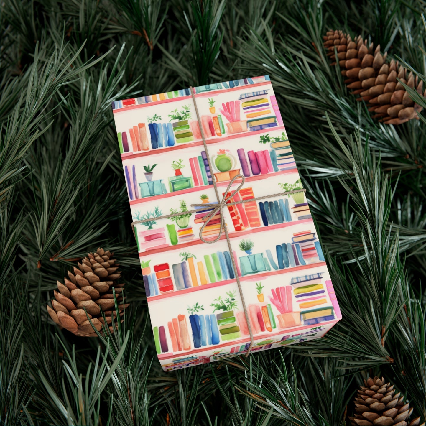 Colorful Bookshelf Gift Wrap