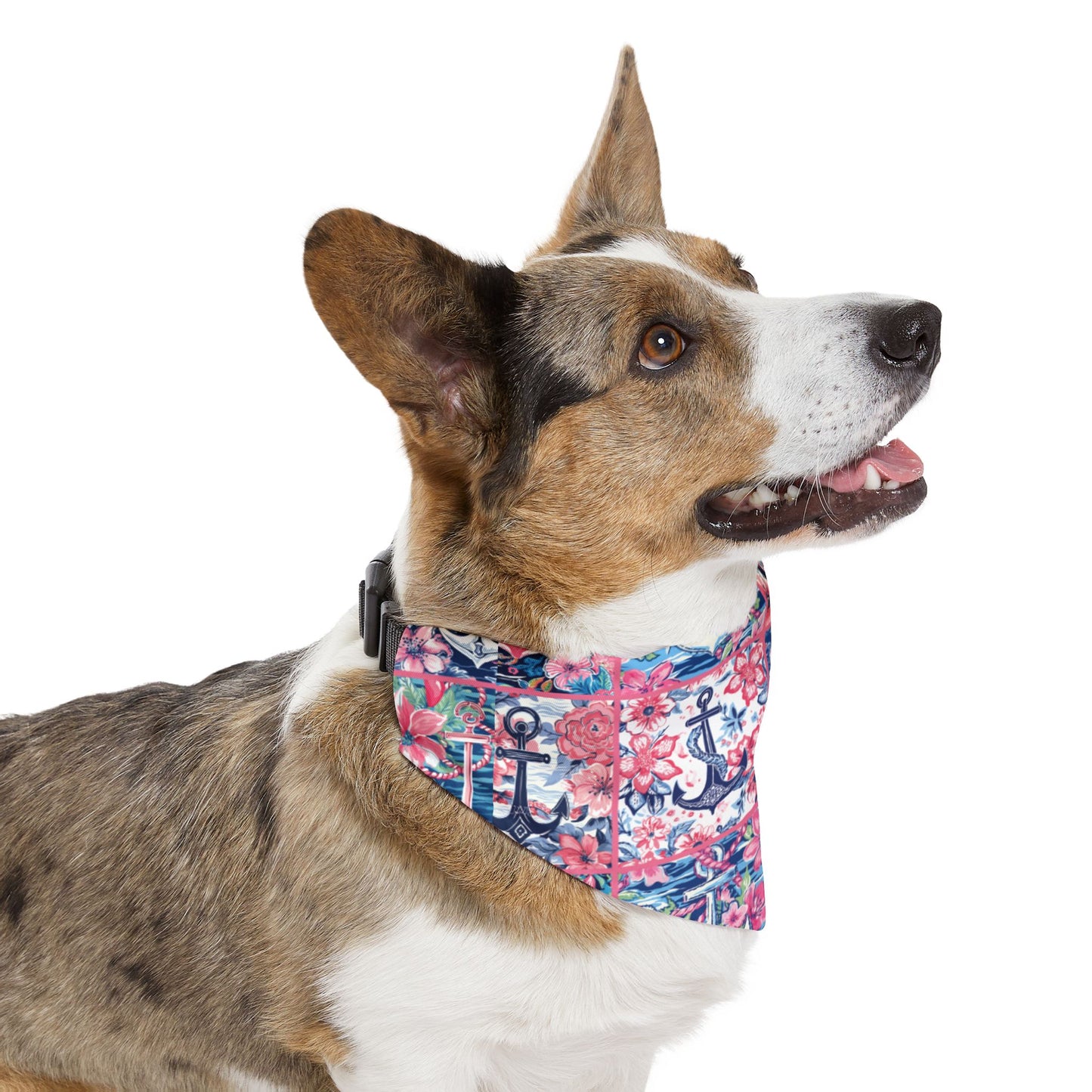 Floral Anchors Pet Bandana Collar