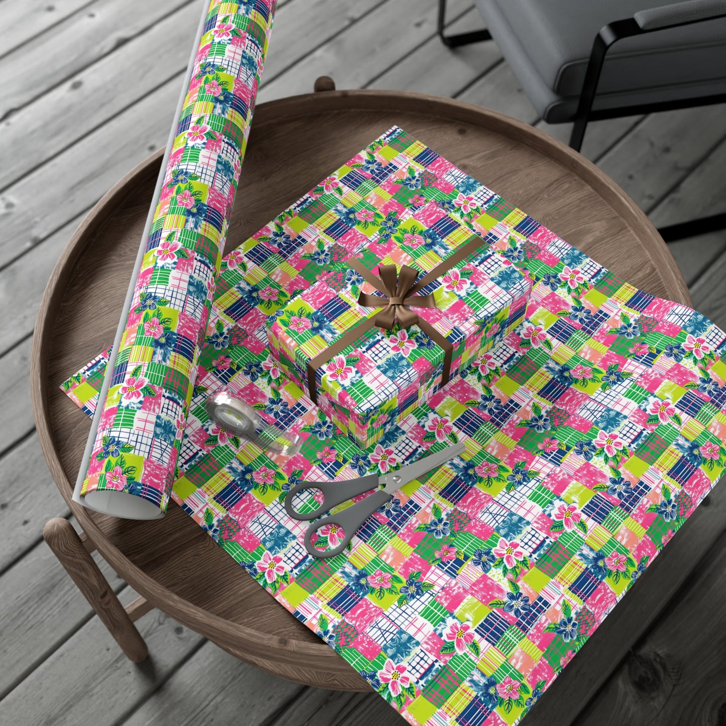 Tropical Madras Pattern Gift Wrap