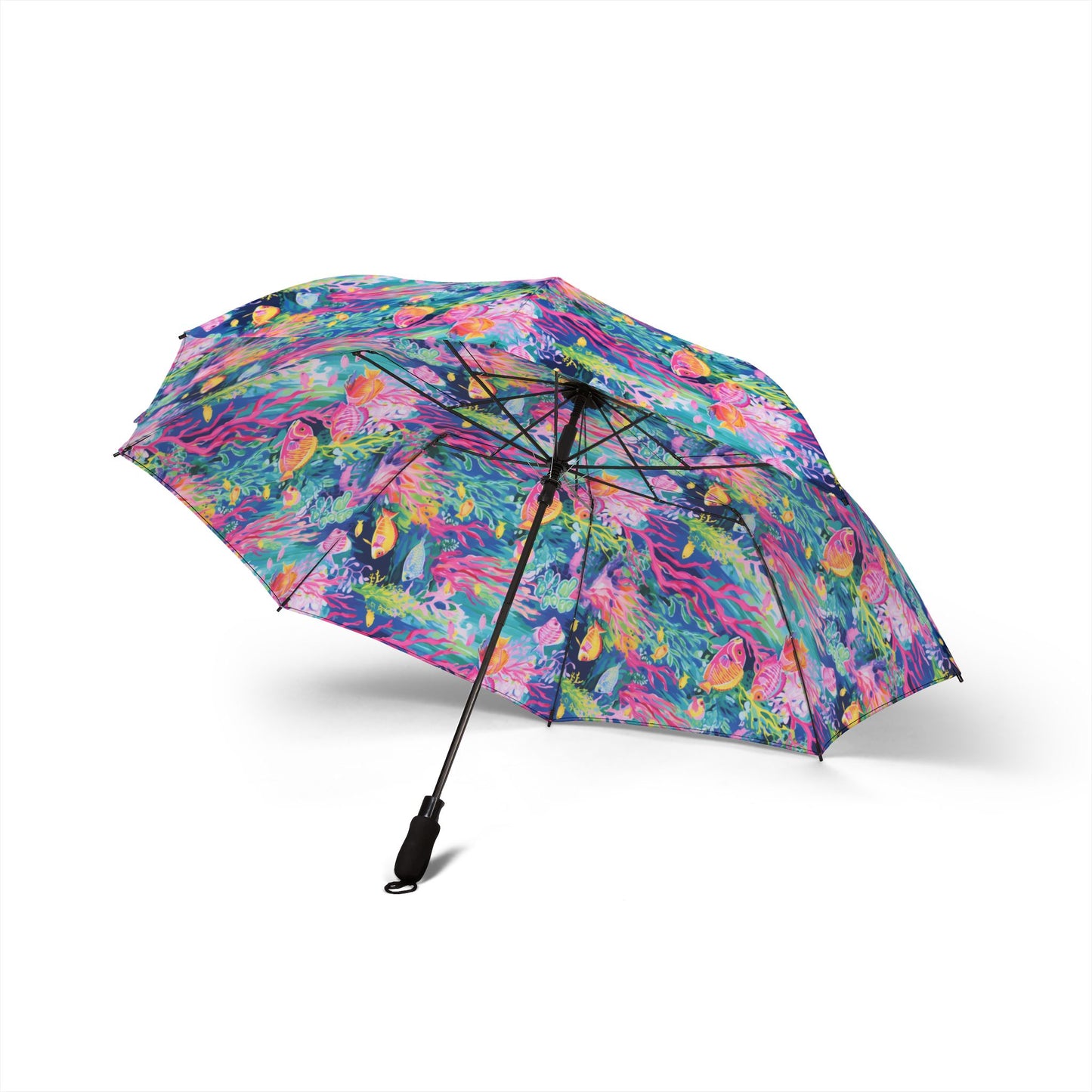 Watercolor Fish Semi-Automatic Foldable Umbrella