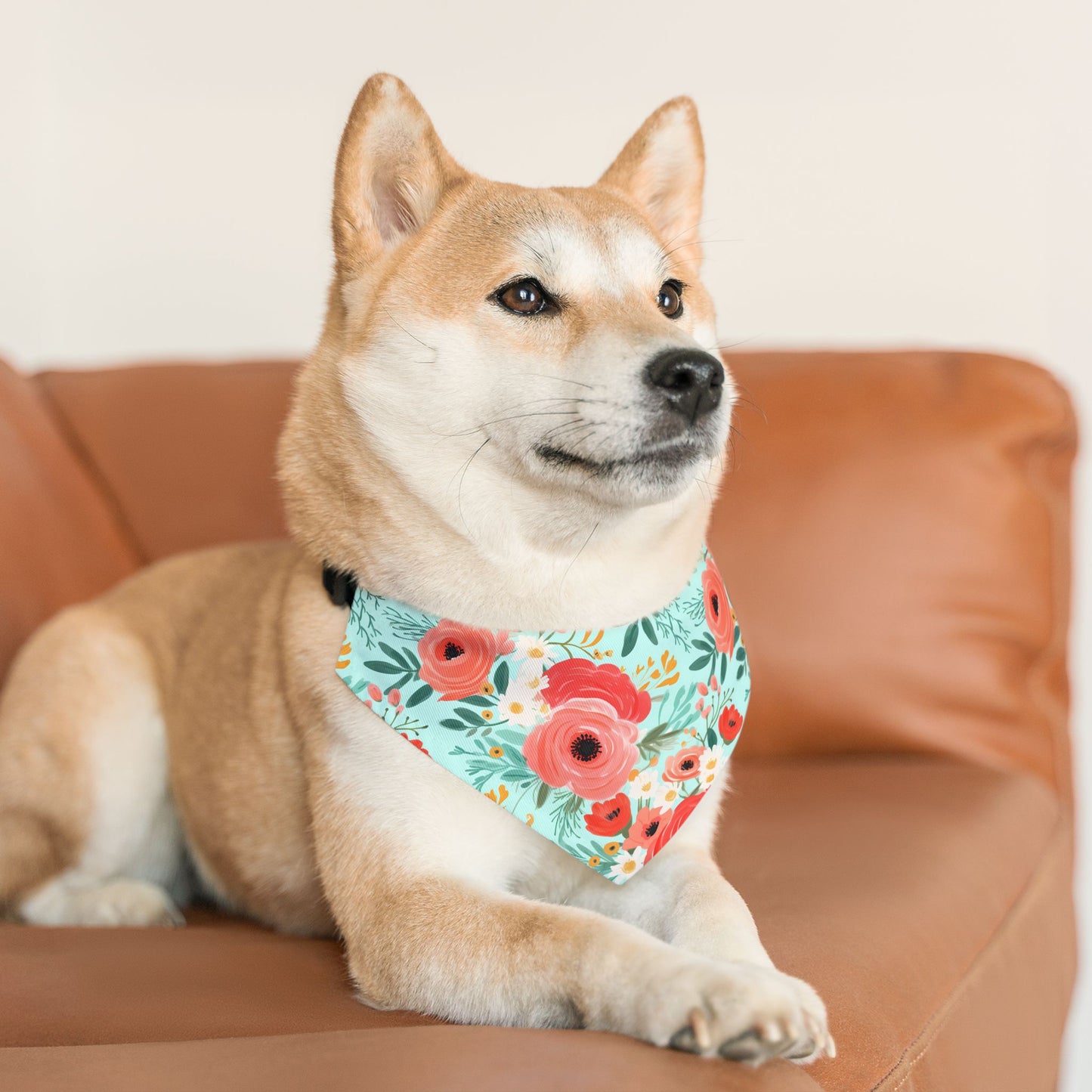 Coral Floral Pet Bandana Collar