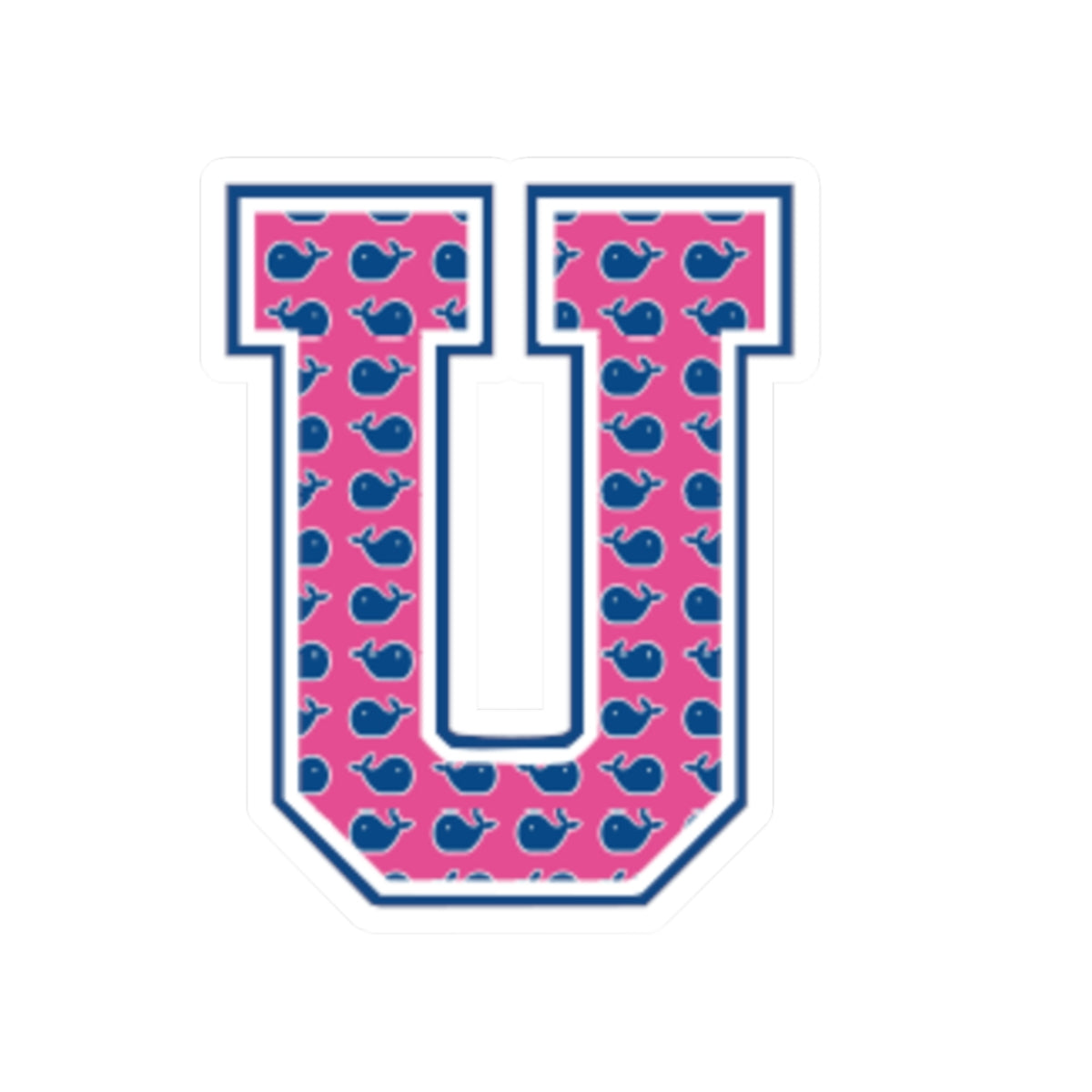Preppy Letter U Kiss Cut Sticker