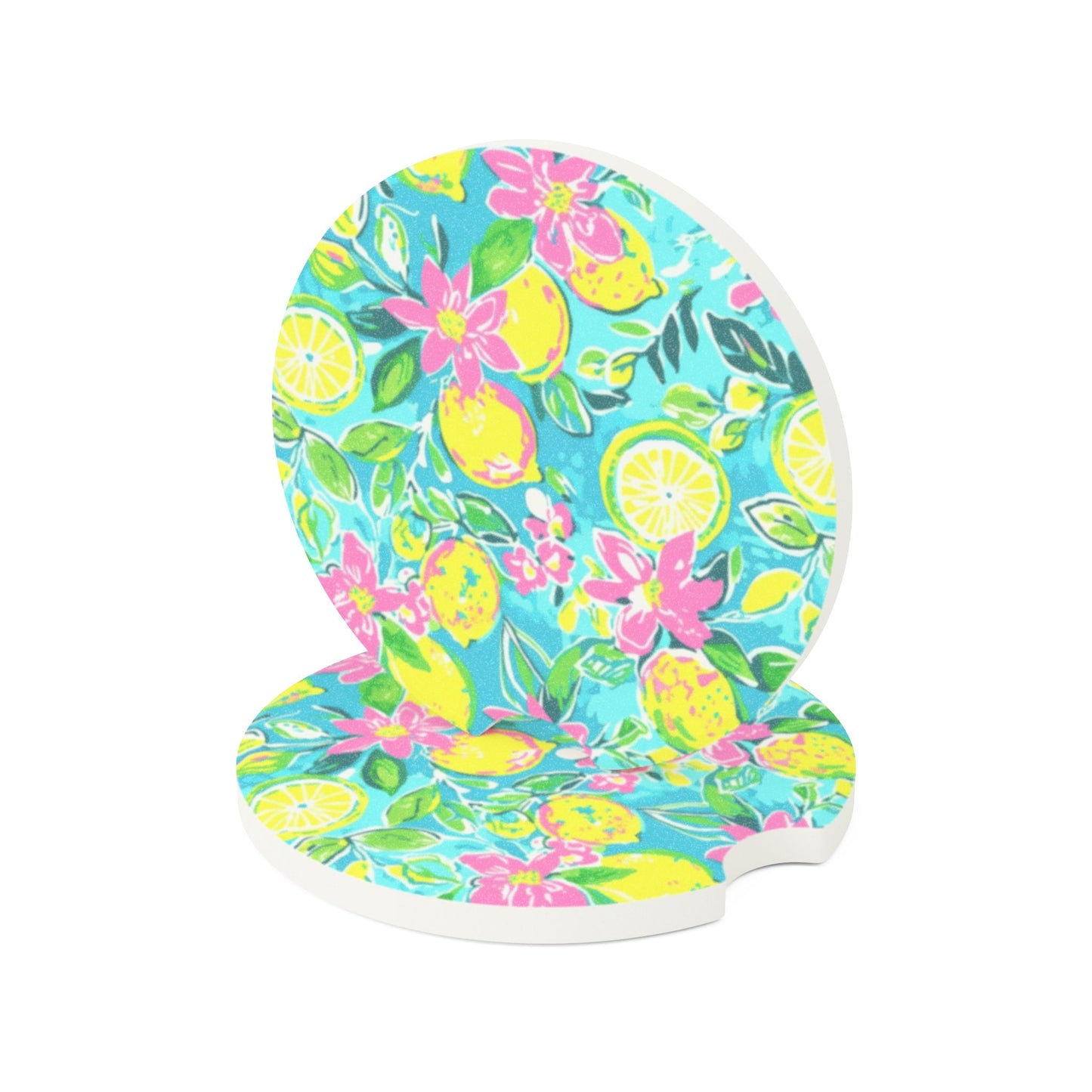 Lemon Floral Soapstone Car Coaster
