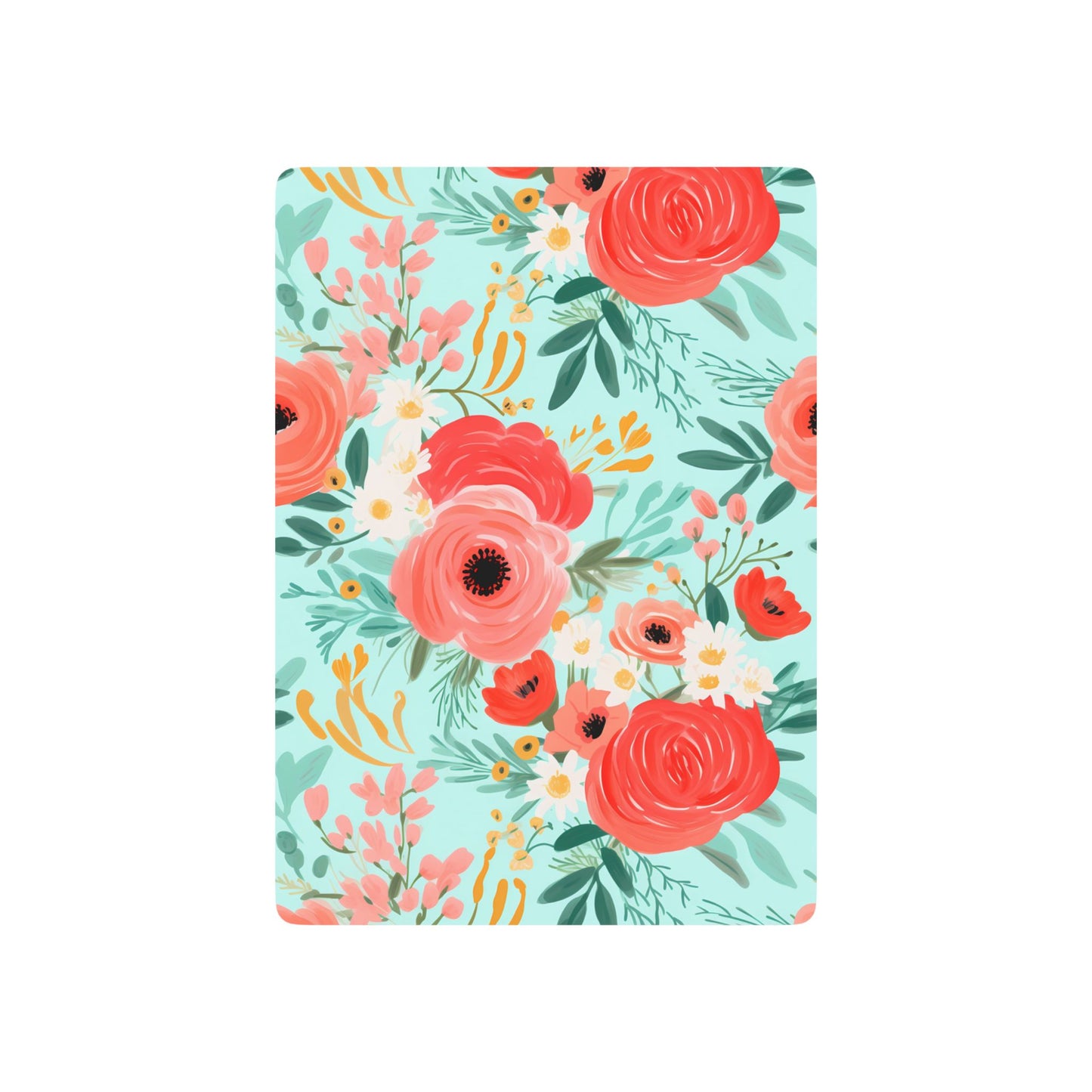 Coral Floral Playing Cards