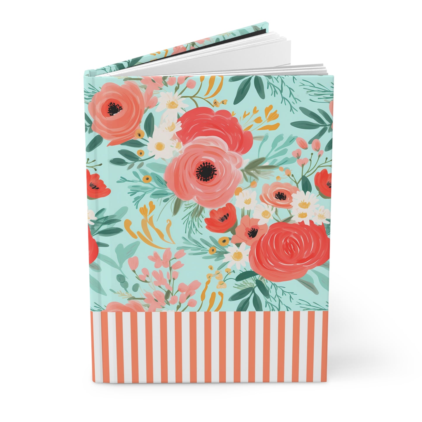 Coral Floral Hardcover Journal