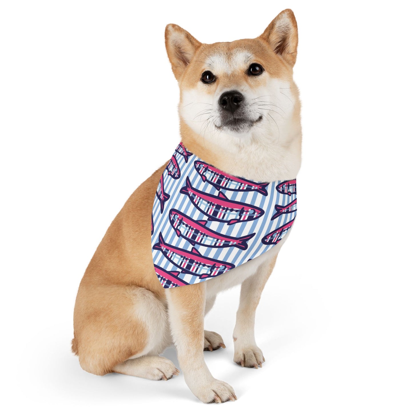 Plaid Sardines Pet Bandana Collar