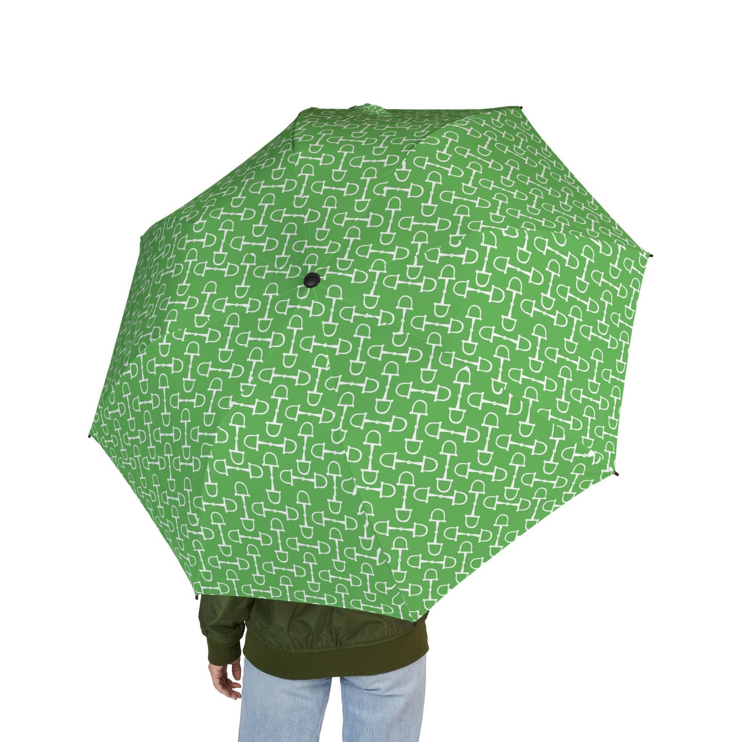 Green Equestrian Semi-Automatic Foldable Umbrella