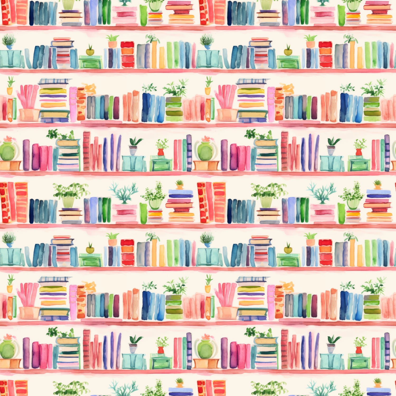 Watercolor Bookshelves