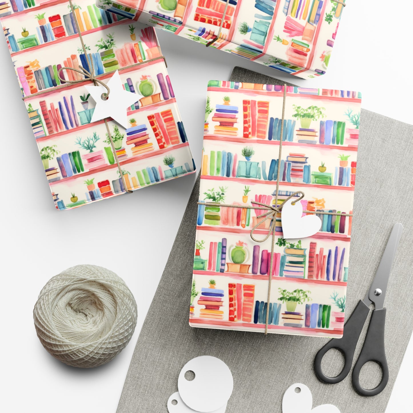 Colorful Bookshelf Gift Wrap