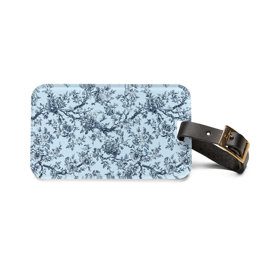 Blue Toile Luggage Tag
