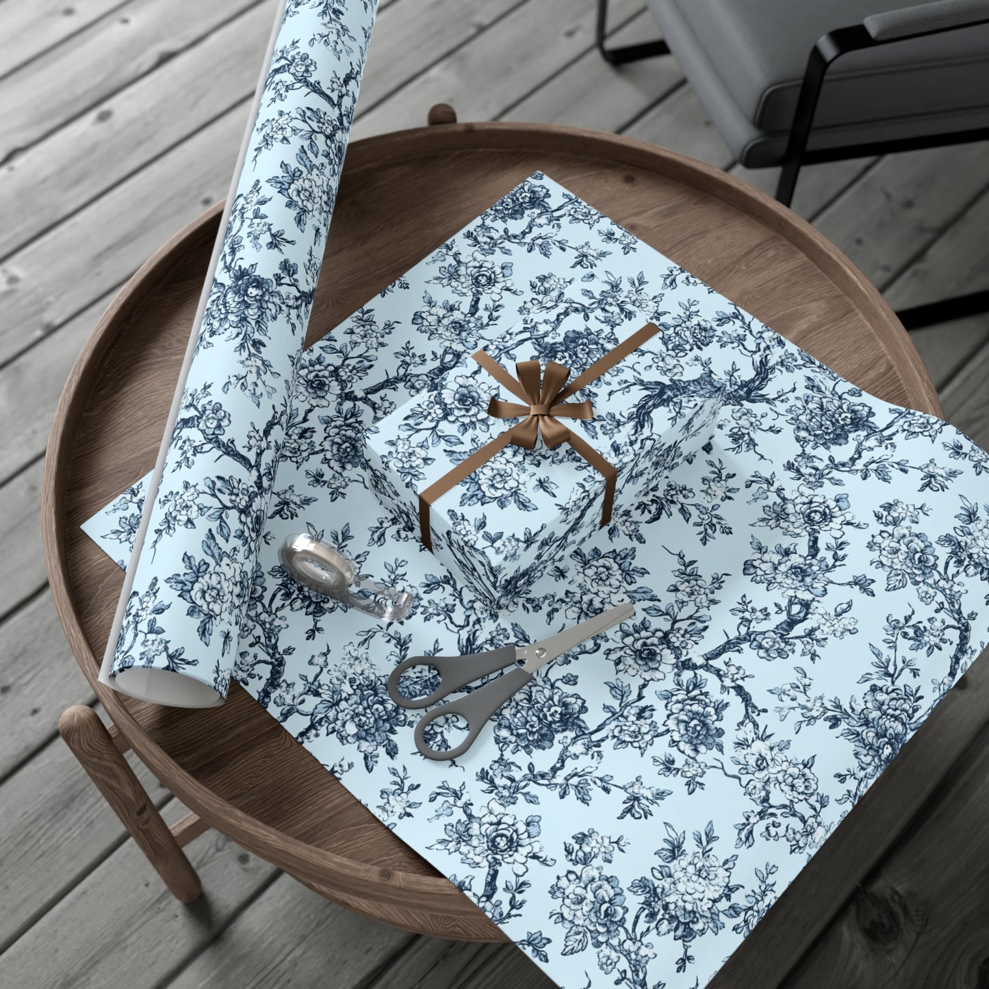 Blue Toile Gift Wrap