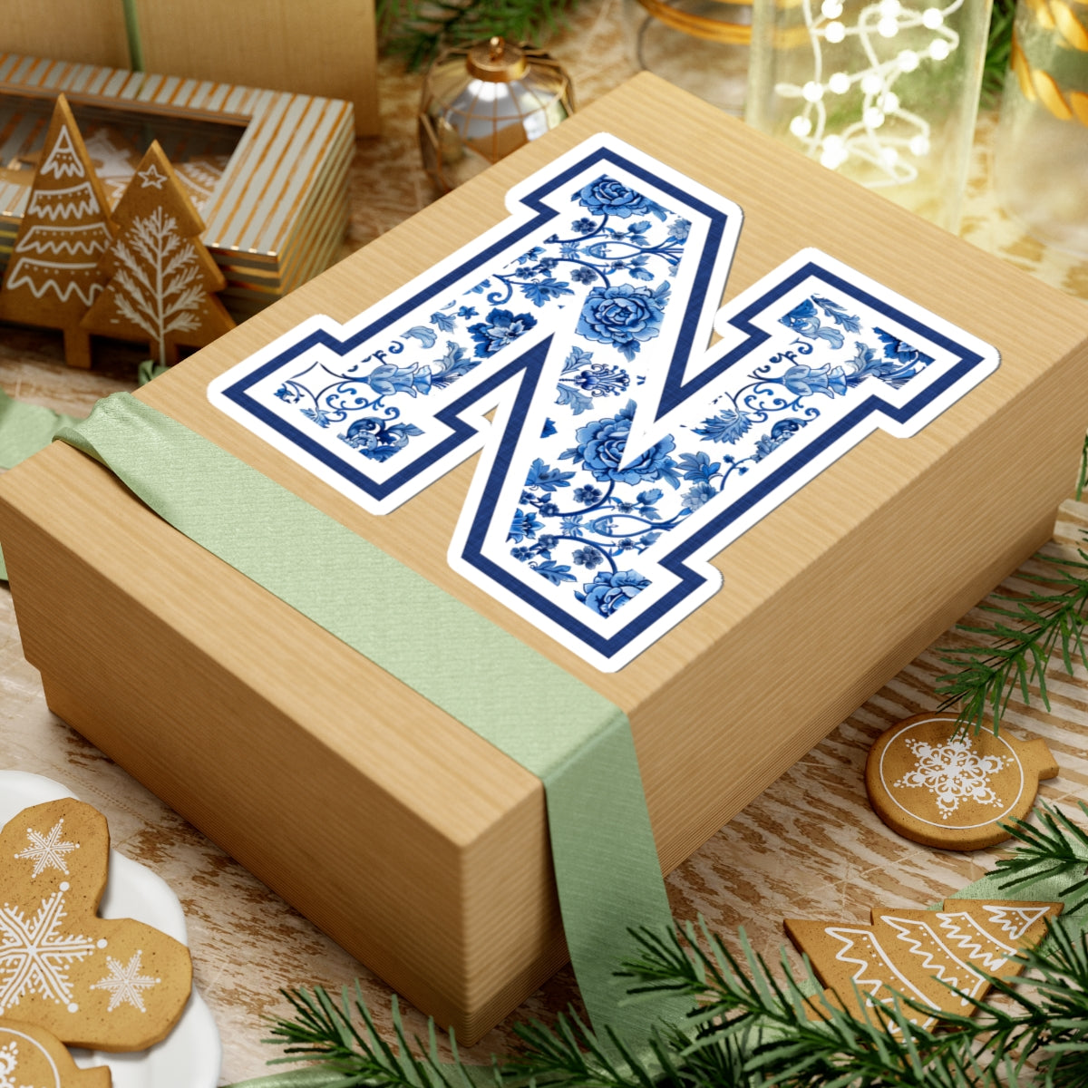 Chinoiserie Letter N Kiss Cut Sticker