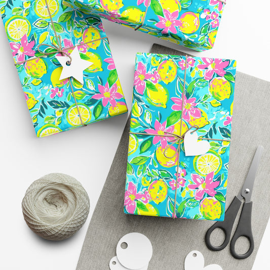 Lemon Floral Gift Wrap
