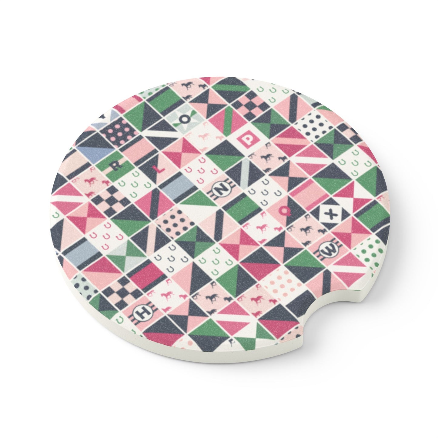 Equestrian Patchwork Soapstone Car Coaster
