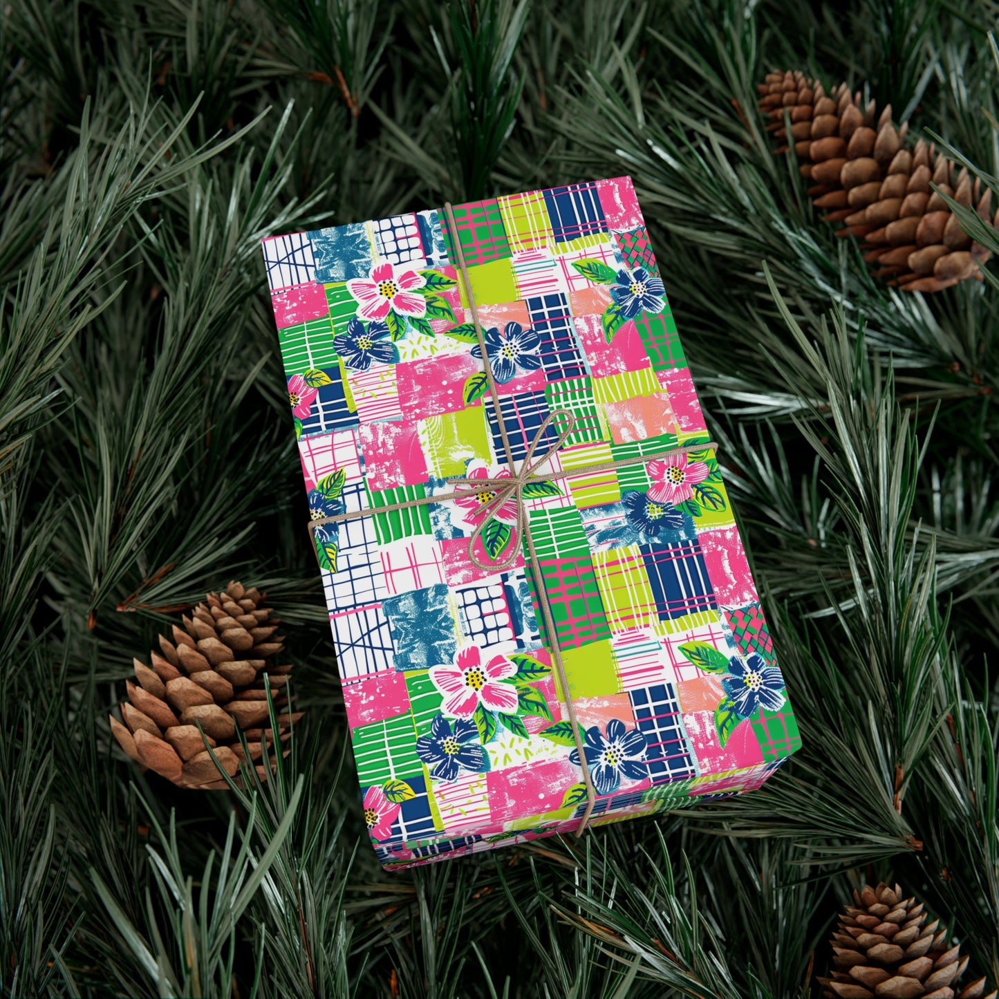 Tropical Madras Pattern Gift Wrap
