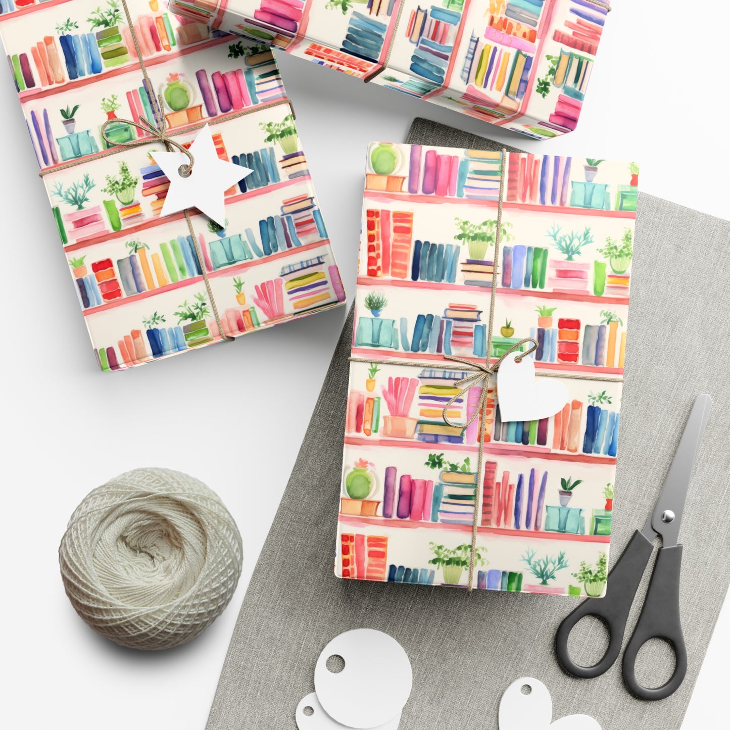 Colorful Bookshelf Gift Wrap