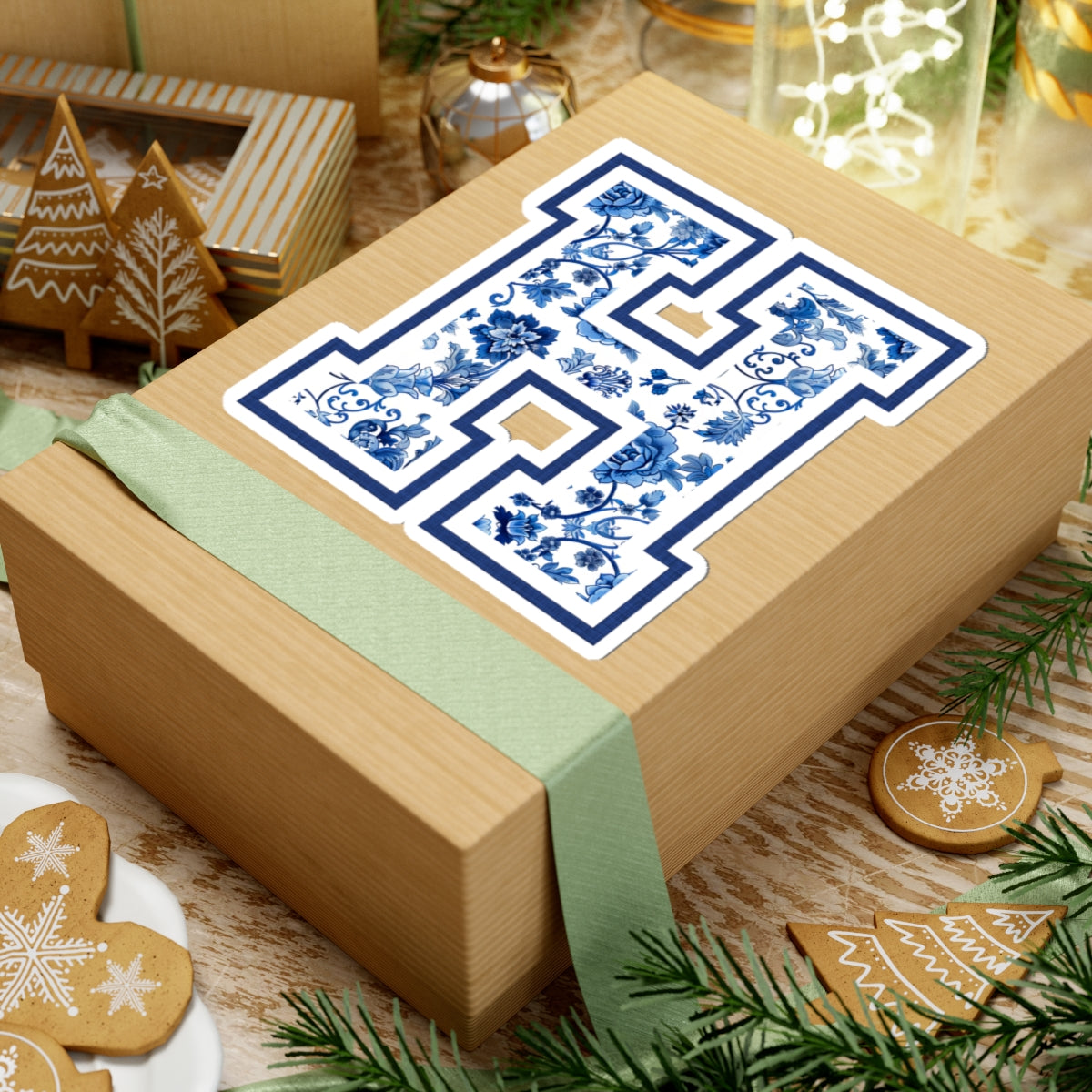 Chinoiserie Letter H Kiss Cut Sticker