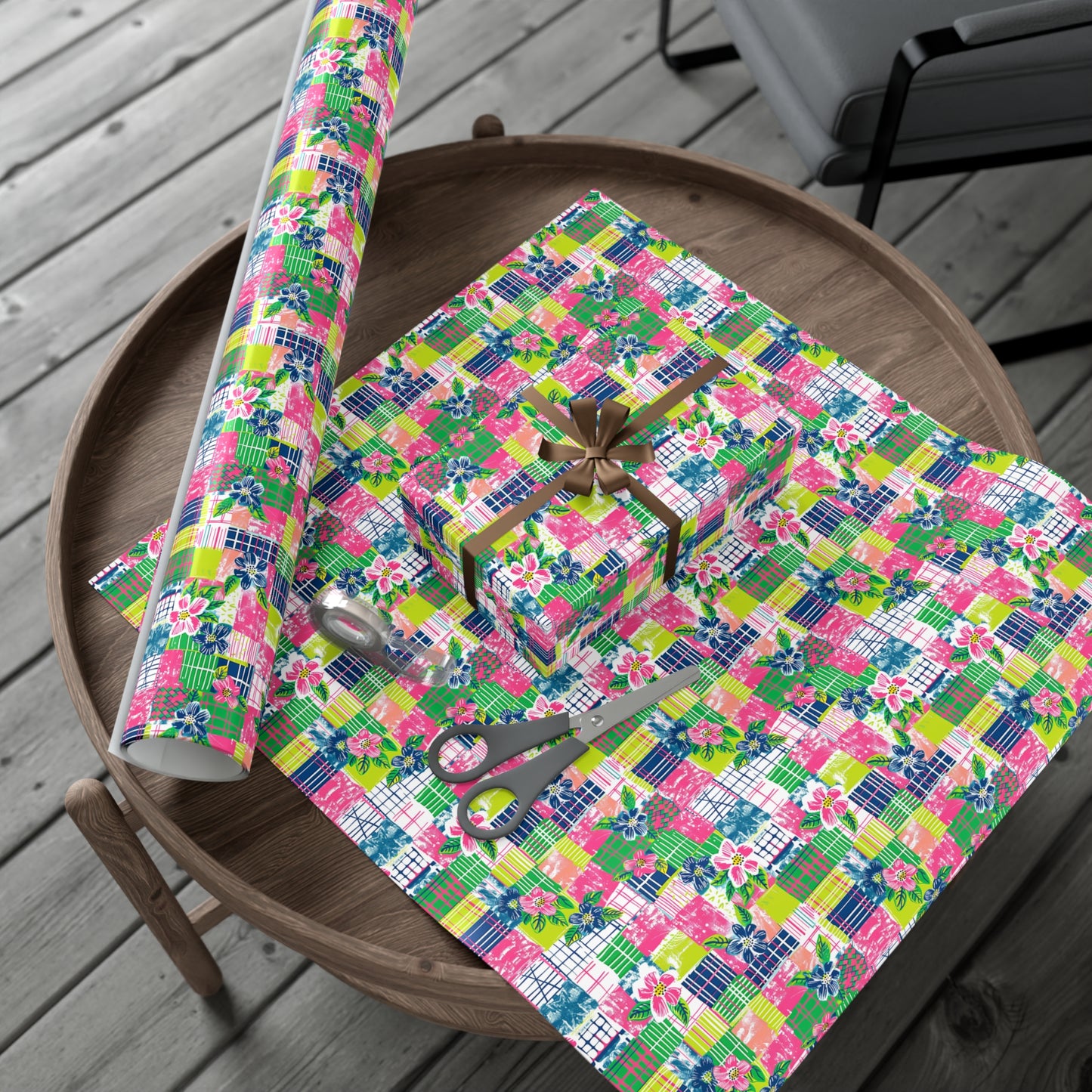 Tropical Madras Pattern Gift Wrap