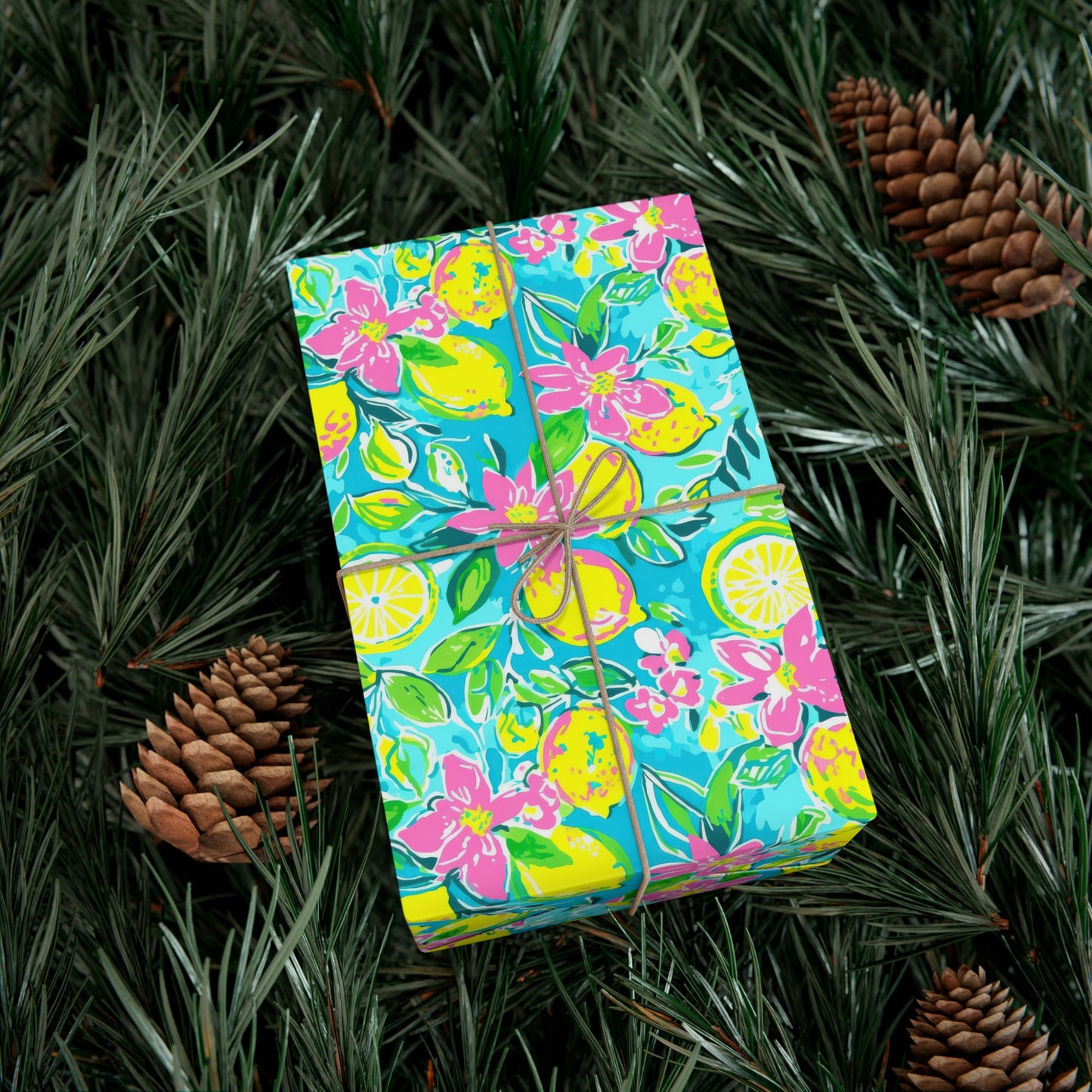 Lemon Floral Gift Wrap